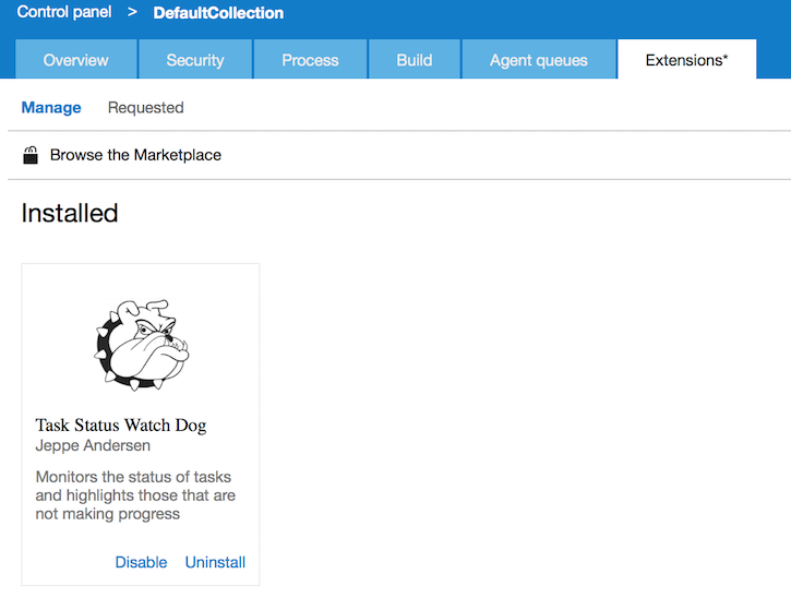 Account extensions in the control panel