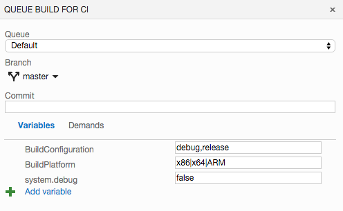 Queueing a parallel build in Visual Studio Team Services